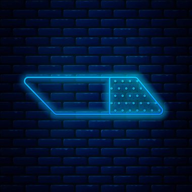 Parlayan neon çizgisi silgisi ya da tuğla duvar arka planında izole edilmiş kauçuk simge. Vektör İllüstrasyonu