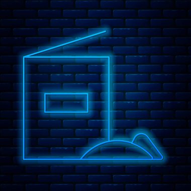 Parlayan neon hattı un paketi simgesi tuğla duvar arka planında izole edildi. Vektör İllüstrasyonu