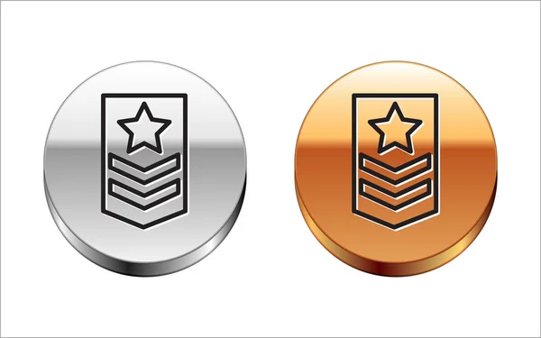 Černá čára symbol izolovaný na bílém pozadí. Vojenský odznak. Stříbrný zlatý knoflík. Vektorová ilustrace — Stockový vektor