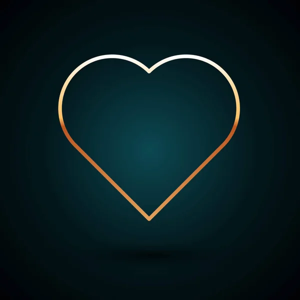 Ligne d'or Carte à jouer avec icône de symbole de coeur isolé sur fond bleu foncé. Casino de jeu. Illustration vectorielle — Image vectorielle