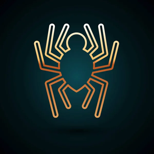 Gouden lijn Spider pictogram geïsoleerd op donkerblauwe achtergrond. Gelukkig Halloween feest. Vector Illustratie — Stockvector