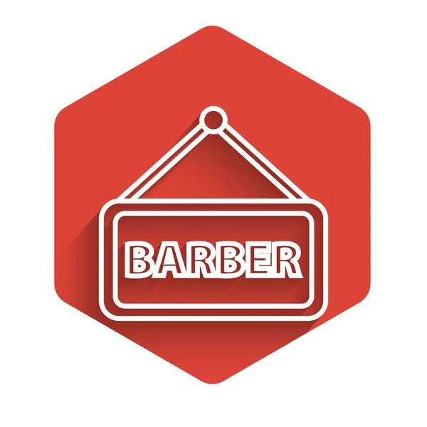 Ligne Blanche Icône Barbershop Isolé Avec Une Ombre Longue Logo — Image vectorielle