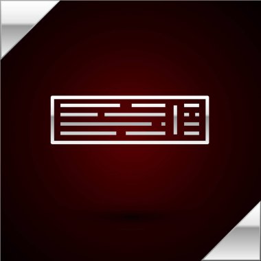 Koyu kırmızı arka planda izole edilmiş gümüş çizgi iskambil simgesi. Kumarhane kumarı. Vektör İllüstrasyonu