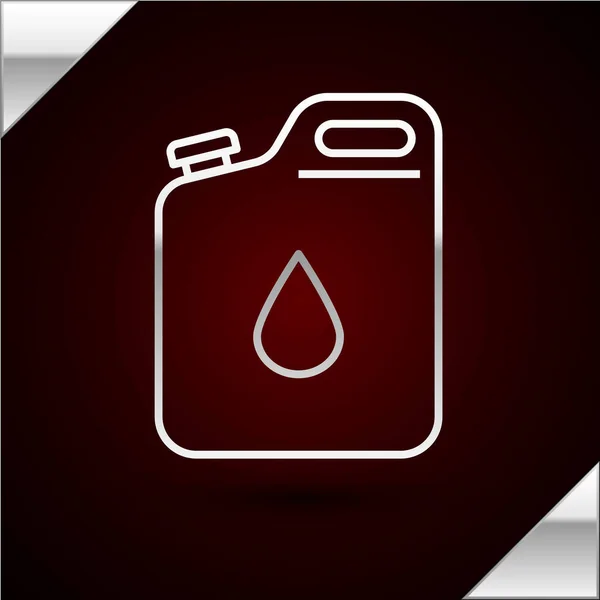 Silver line Canister for gasoline icon isolated on dark red background. Diesel gas icon. Vector Illustration — Stock Vector