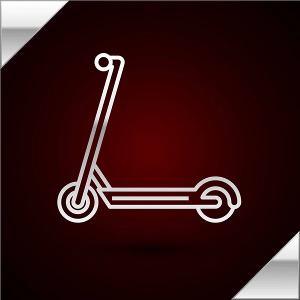 Silver line Scooter icon isolated on dark red background. Vector Illustration — Stock Vector
