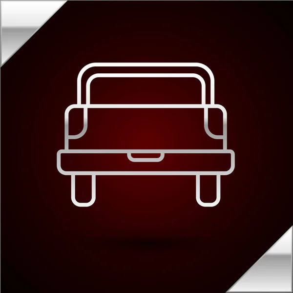Línea de plata Camioneta icono aislado sobre fondo rojo oscuro. Ilustración vectorial — Vector de stock