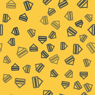 Mavi çizgi berber dükkanı ikonu sarı arka planda pürüzsüz desen izole etti. Kuaför logosu ya da tabela. Vektör İllüstrasyonu