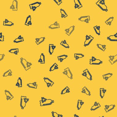 Mavi çizgi geri dönüşüm plastik şişe ikonu izole edilmiş sarı arka planda pürüzsüz desen. Vektör İllüstrasyonu