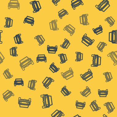 Mavi çizgi off road car ikonu sarı arka planda izole edilmiş pürüzsüz desen. Cip işareti. Vektör İllüstrasyonu