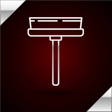 Koyu kırmızı arka planda izole edilmiş pencere simgesi için kauçuk temizleme hizmeti. Silecek, kazıyıcı, silecek. Vektör İllüstrasyonu