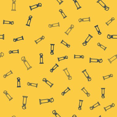 Mavi çizgi Altın Küre ikonu sarı arka planda kusursuz desen izole etti. Akademi ödülü ikonu. Filmler ve sinema sembolü. Vektör İllüstrasyonu