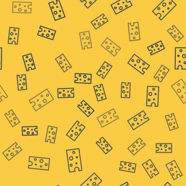 Mavi Çizgili Peynir ikonu sarı arka planda kusursuz desen izole etti. Vektör İllüstrasyonu