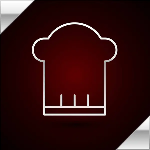 Silver line Chef hat icon isolated on dark red background. Cooking symbol. Cooks hat. Vector Illustration — Stock Vector