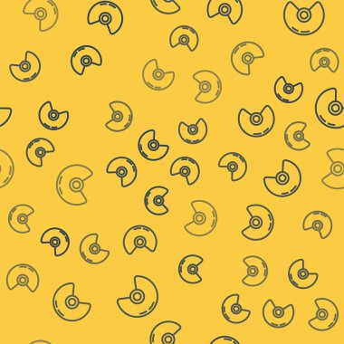 Mavi çizgi askeri miğfer ikonu sarı arka planda kusursuz desen izole etti. Ordu şapkasının savunma ve koruma sembolü. Koruyucu şapka. Vektör İllüstrasyonu