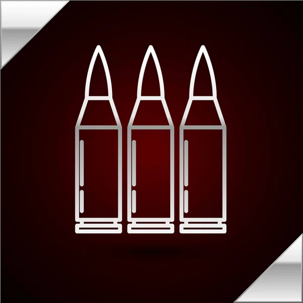 Silver line Bullet icon isolated on dark red background. Vector Illustration — ストックベクタ