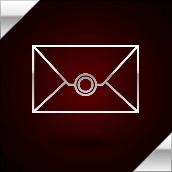 Silver line Envelope icon isolated on dark red background. Email message letter symbol. Vector Illustration — Stock Vector