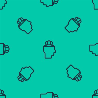 Mavi çizgi Proje taban simgesi yeşil arka planda kusursuz desen izole etti. İş analizi ve planlama, danışmanlık, takım çalışması, proje yönetimi. Vektör İllüstrasyonu