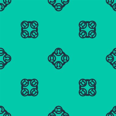 Mavi çizgi Proje taban simgesi yeşil arka planda kusursuz desen izole etti. İş analizi ve planlama, danışmanlık, takım çalışması, proje yönetimi. Vektör İllüstrasyonu