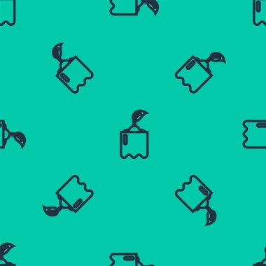 Şişe ikonunda mavi çizgi filizi yeşil arka planda izole edilmiş pürüzsüz desen. Tohum ve tohum. İşaret bırakıyor. Yaprak doğası. Vektör İllüstrasyonu