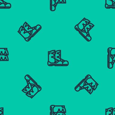 Mavi Çizme simgesi yeşil arka planda kusursuz desen izole etti. Vektör İllüstrasyonu