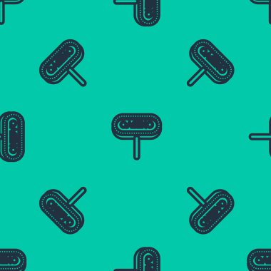 Mavi çizgi kumarhane simgesi yeşil arka planda izole edilmiş pürüzsüz desen. Vektör İllüstrasyonu