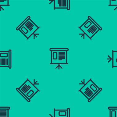 Grafik, çizelge, çizelge, diyagram, bilgi grafiği, turta grafiği simgesi, yeşil arka planda izole edilmiş kusursuz desenli mavi çizgi sunum finans kurulu. Vektör İllüstrasyonu