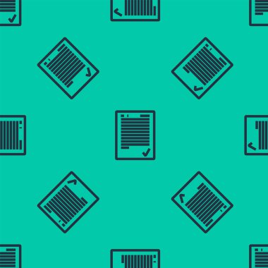 Yeşil zemin üzerinde işaretli simge izole edilmiş mavi çizgi sınav kağıdı. Sınav kağıdı, sınav ya da araştırma konsepti. Sınav ya da sınav. Vektör İllüstrasyonu