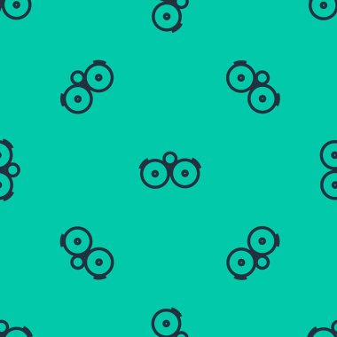 Mavi çizgi alarm simgesini çalıyor yeşil arkaplanda izole edilmiş pürüzsüz desen. Alarm sembolü, servis zili, el zili işareti, uyarı sembolü. Vektör İllüstrasyonu