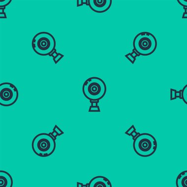 Mavi çizgi Web kamera simgesi yeşil arkaplandaki kusursuz deseni izole etti. Sohbet kamerası. Web kamerası simgesi. Vektör İllüstrasyonu