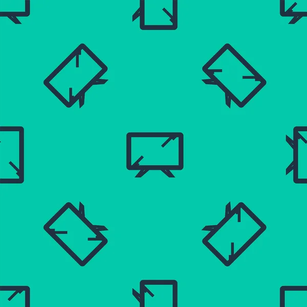 Línea azul Smart Tv icono aislado patrón sin costura sobre fondo verde. Señal de televisión. Ilustración vectorial — Archivo Imágenes Vectoriales