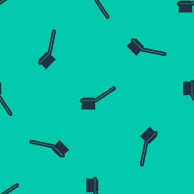 Mavi çizgi tuvalet fırçası ikonu yeşil arka planda izole edilmiş pürüzsüz desen. Vektör İllüstrasyonu