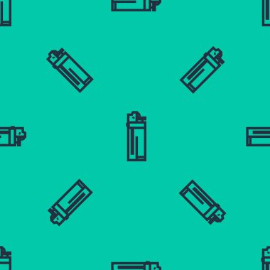 Mavi çizgi aydınlatma simgesi yeşil arkaplandaki kusursuz deseni izole etti. Vektör İllüstrasyonu