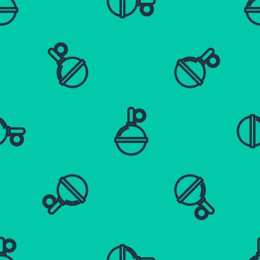 Mavi çizgili el bombası ikonu yeşil arka planda kusursuz desen izole etti. Bomba patlaması. Vektör İllüstrasyonu