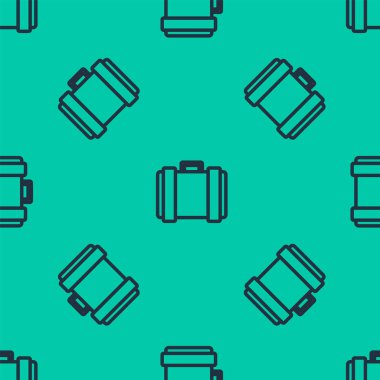 Mavi çizgi askeri mühimmat kutusu ve yeşil arka planda izole edilmiş kurşun ikonu var. Vektör İllüstrasyonu