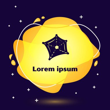 Siyah çizgi Örümcek Ağı simgesi koyu mavi arkaplanda izole edildi. Örümcek ağı işareti. Mutlu Cadılar Bayramı Partisi. Sıvı şekilli soyut pankart. Vektör İllüstrasyonu