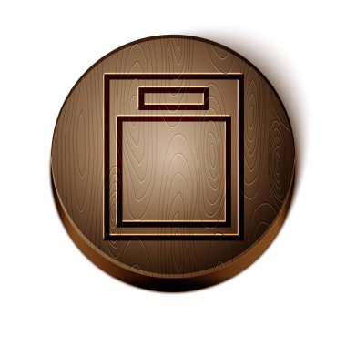 Kahverengi çizgi Boş form simgesi beyaz arkaplanda izole edildi. Dosya simgesi. Kontrol listesi simgesi. İş konsepti. Tahta daire düğmesi. Vektör İllüstrasyonu