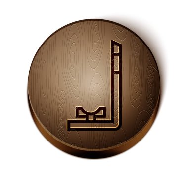 Kahverengi çizgi Snorkel simgesi beyaz arkaplanda izole edildi. Su altı ekipmanları. Tahta daire düğmesi. Vektör İllüstrasyonu