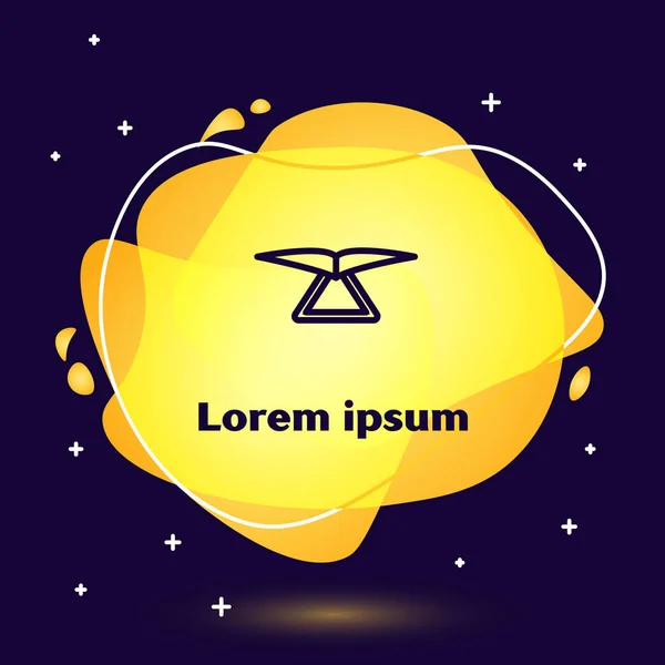 Чорна лінія Повісьте піктограму планера ізольовано на темно-синьому фоні. Екстремальний спорт. Абстрактний банер з рідкими формами. Векторна ілюстрація — стоковий вектор