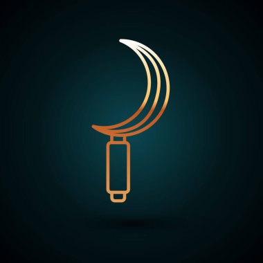 Sarı çizgi simgesi koyu mavi arkaplanda izole edilmiş. Kanca işaretini topluyorum. Vektör İllüstrasyonu