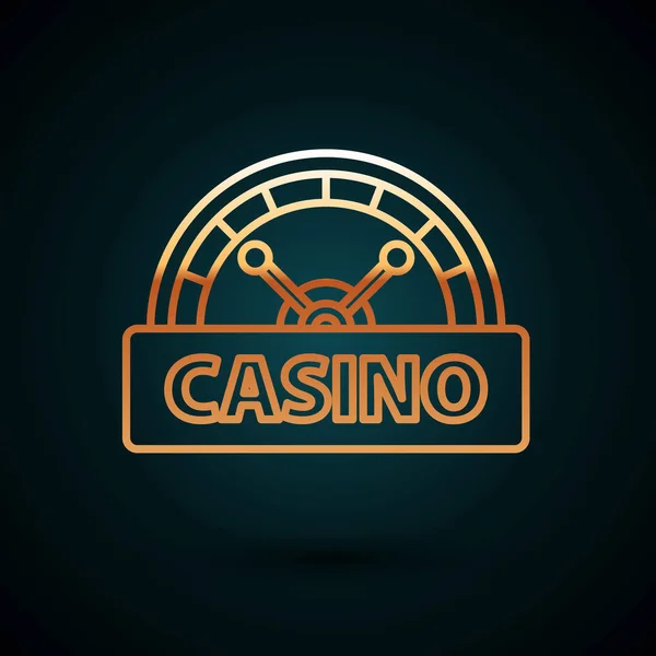 Icona del cartello Gold line Casino isolata su sfondo blu scuro. Illustrazione vettoriale — Vettoriale Stock