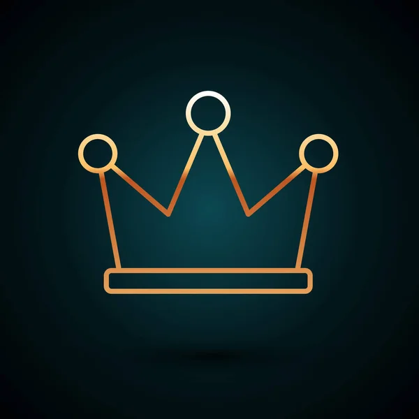 Gold line Crown icon isolated on dark blue background. Vector Illustration — Stock Vector
