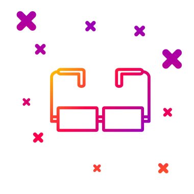 Renk çizgisi Gözlüğü simgesi beyaz arkaplanda izole edildi. Gözlük çerçevesi sembolü. Kademeli rastgele dinamik şekiller. Vektör İllüstrasyonu