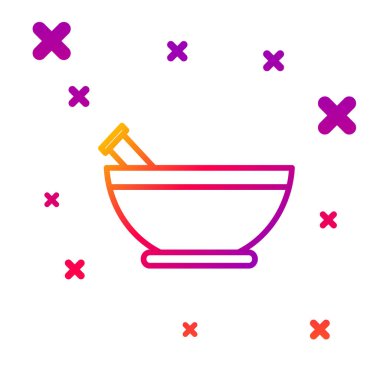 Havan topu ve tokmak simgesi beyaz arkaplanda izole edildi. Kademeli rastgele dinamik şekiller. Vektör İllüstrasyonu