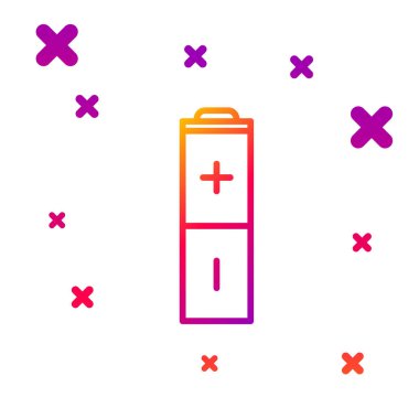 Beyaz arkaplanda renk çizgisi pil simgesi izole edildi. Şimşek sembolü. Kademeli rastgele dinamik şekiller. Vektör İllüstrasyonu