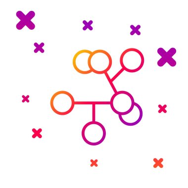 Beyaz arkaplanda renk çizgisi Molekül simgesi izole edildi. Kimya moleküllerinin yapısı, fen öğretmenlerinin yenilikçi eğitim posteri. Kademeli rastgele dinamik şekiller. Vektör İllüstrasyonu