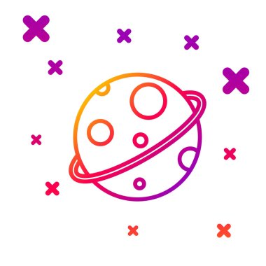 Gezegen renk çizgisi simgesi beyaz arkaplanda izole edildi. Kademeli rastgele dinamik şekiller. Vektör İllüstrasyonu