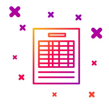 Renk satırı Rapor dosya simgesi beyaz arkaplanda izole edildi. Kontrol listesi simgesi. İş konsepti. Kademeli rastgele dinamik şekiller. Vektör İllüstrasyonu