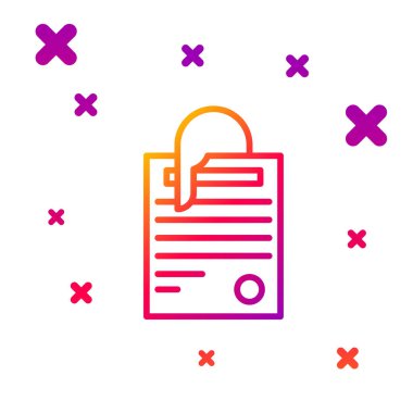 Renk çizgisi dosya ve ataç simgesi beyaz arkaplanda izole edildi. Kontrol listesi simgesi. İş konsepti. Kademeli rastgele dinamik şekiller. Vektör İllüstrasyonu