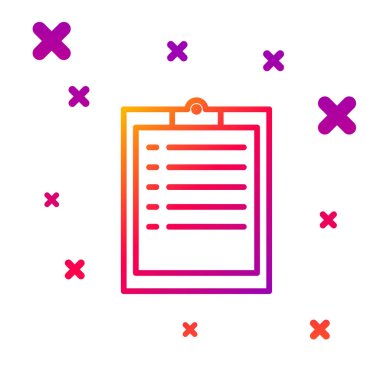 Beyaz arkaplanda kontrol listesi simgesi olan renk çizgisi panosu. Kademeli rastgele dinamik şekiller. Vektör İllüstrasyonu