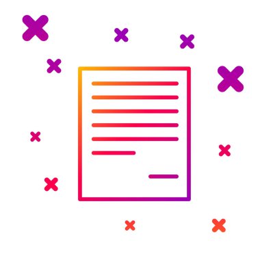 Renk çizgisi Belge simgesi beyaz arkaplanda izole edildi. Dosya simgesi. Kontrol listesi simgesi. İş konsepti. Kademeli rastgele dinamik şekiller. Vektör İllüstrasyonu